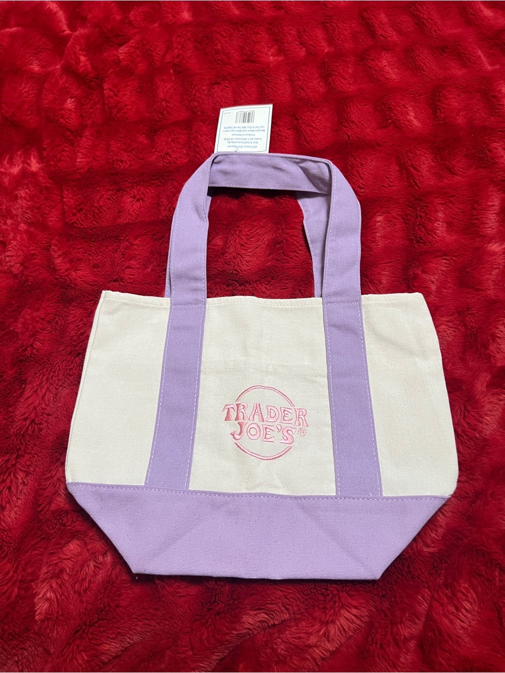 Trader Joe’s Cream and Lavender Canvas Tote Bag mini